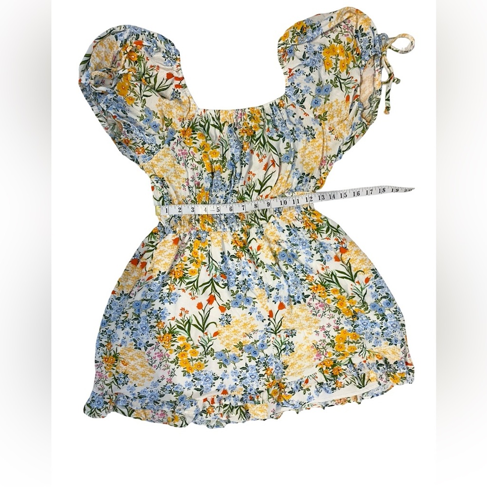 Liberty Love White & Yellow Multicoloured Floral Mini Dress Size L Summer Ready - Picture 9 of 13